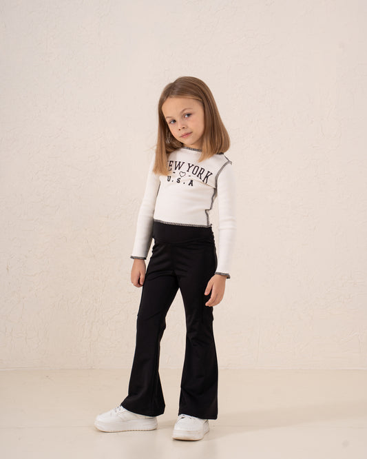 Ribbed “New York” Long Sleeve Top