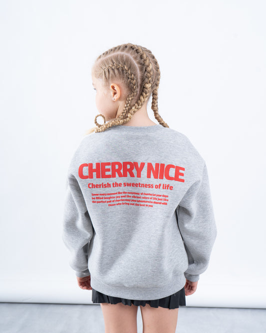 Fleece-Lined Cherry Graphic Sweatshirt