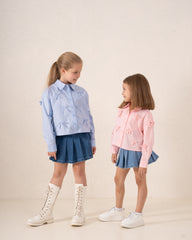 Ribbon Detail Button-Up Shirt