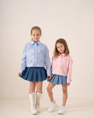 Ribbon Detail Button-Up Shirt