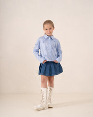 Ribbon Detail Button-Up Shirt