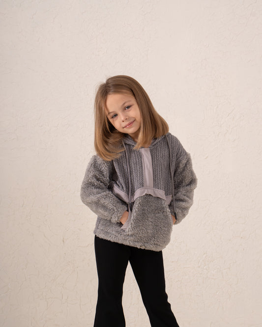Cable-Knit & Sherpa Oversized Hoodie
