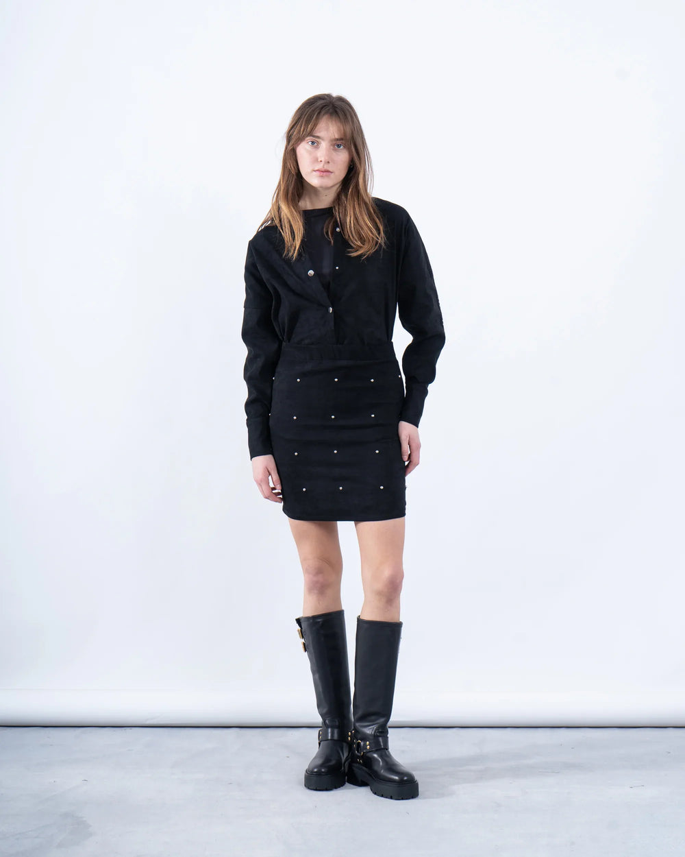 Embellished Suede Mini Skirt - Venti