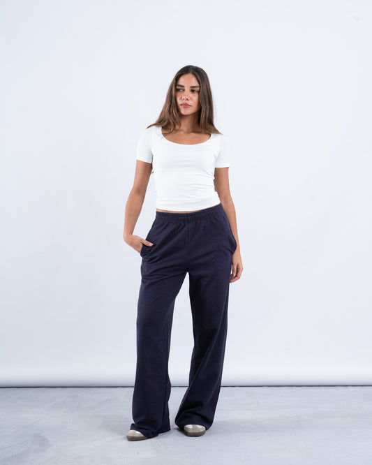 Wide Leg Cotton Sweat- Pants