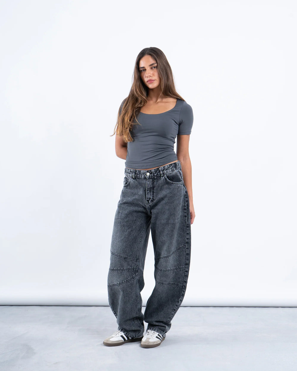 Scooped Neck Polyamide Short Sleeve Top - Venti