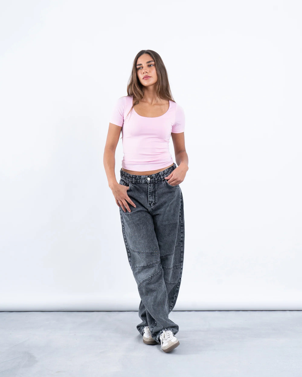 Scooped Neck Polyamide Short Sleeve Top - Venti