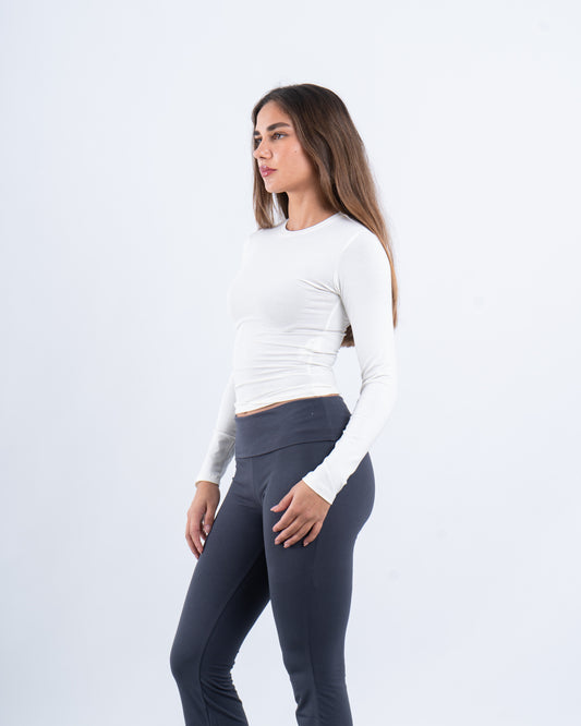 Crew Neck Cotton Long Sleeve Top