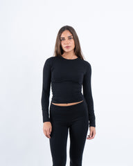 Crew Neck Cotton Long Sleeve Top