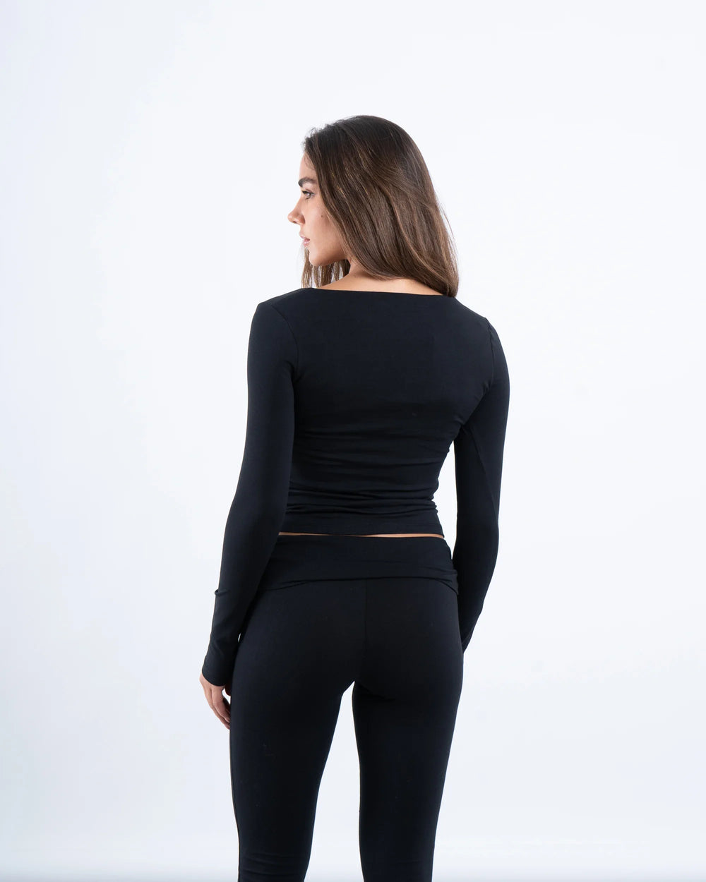 Square Neck Cotton Long Sleeve Top - Venti