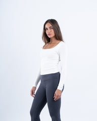 Square Neck Cotton Long Sleeve Top