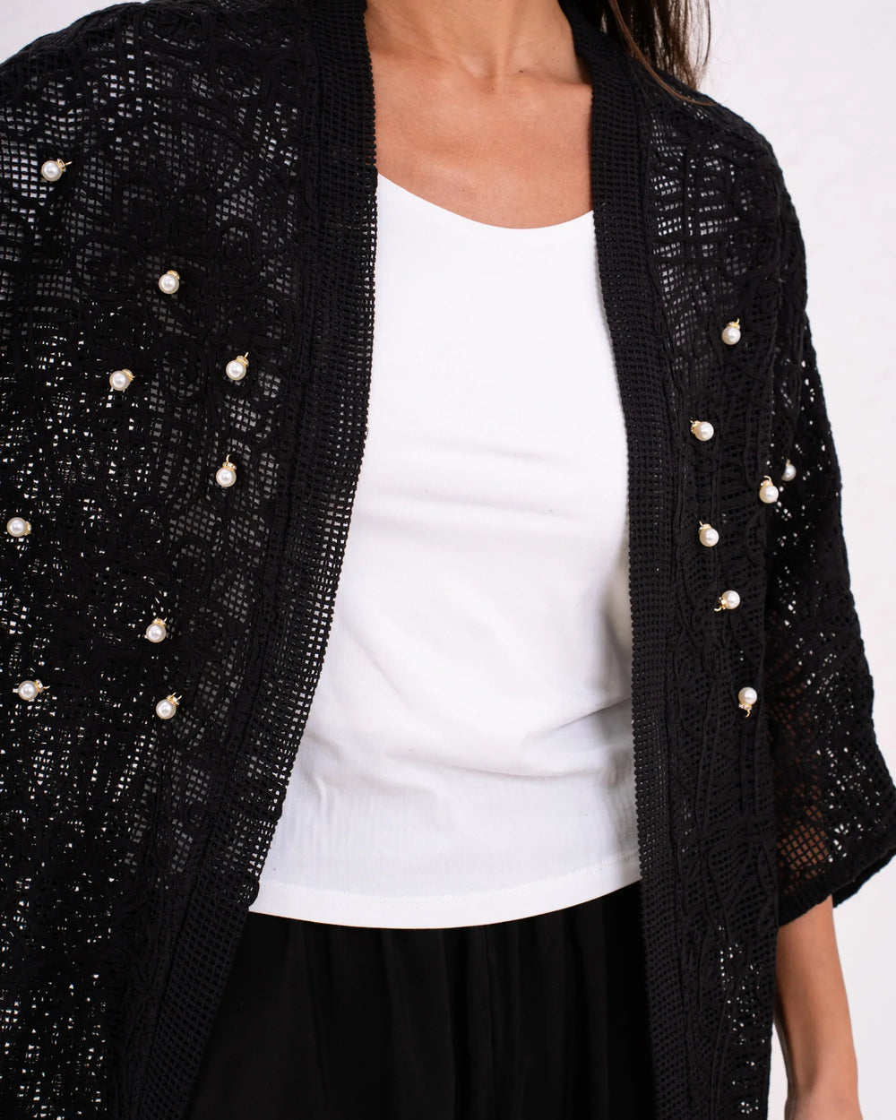 Women openwork accessorized cardigan - Venti