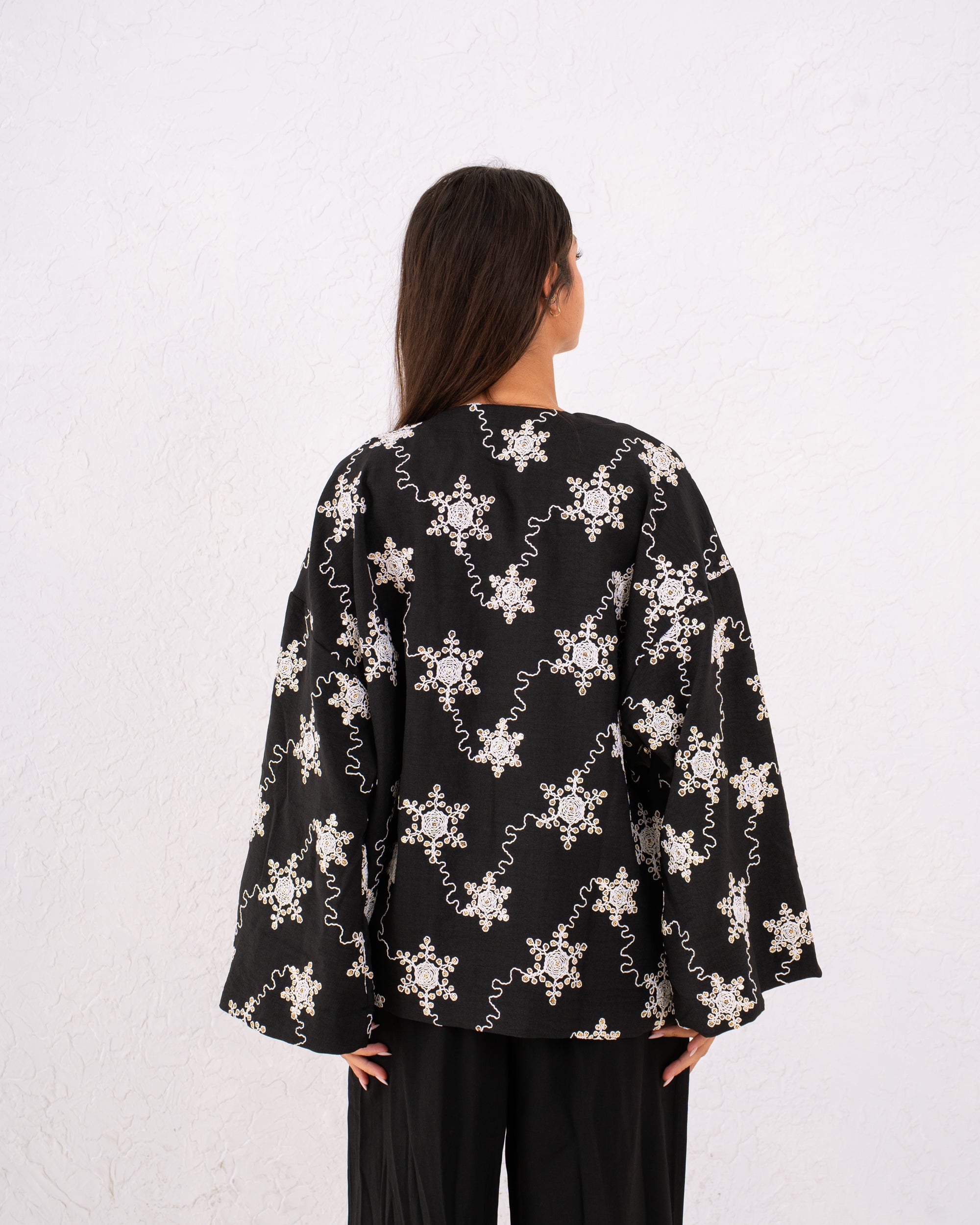 Women linen sparkled wrap kimono