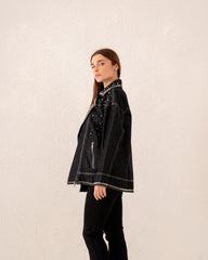 Women studded biker denim Jacket
