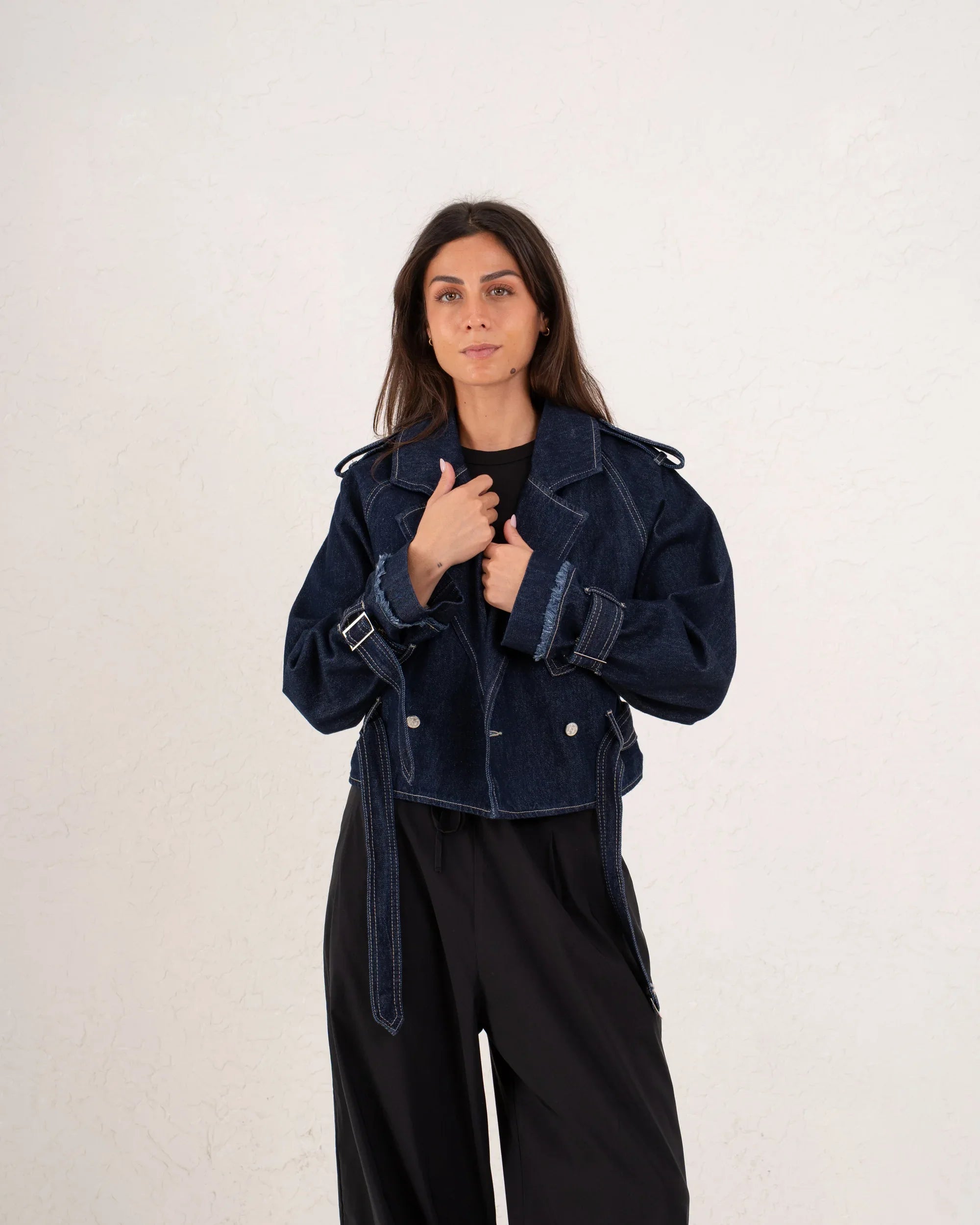 Women biker denim jacket - Venti