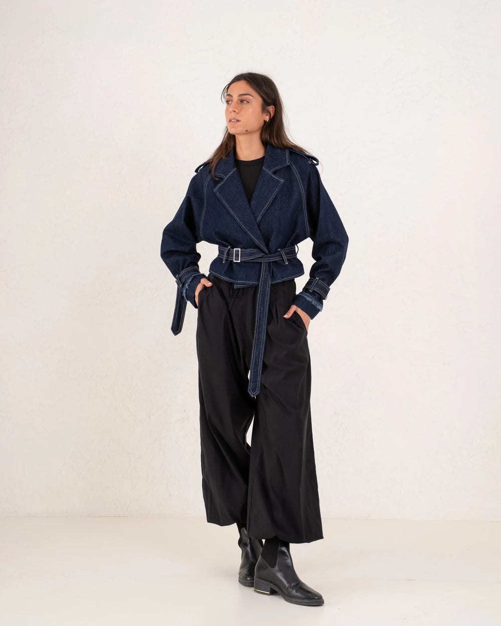 Women biker denim jacket - Venti