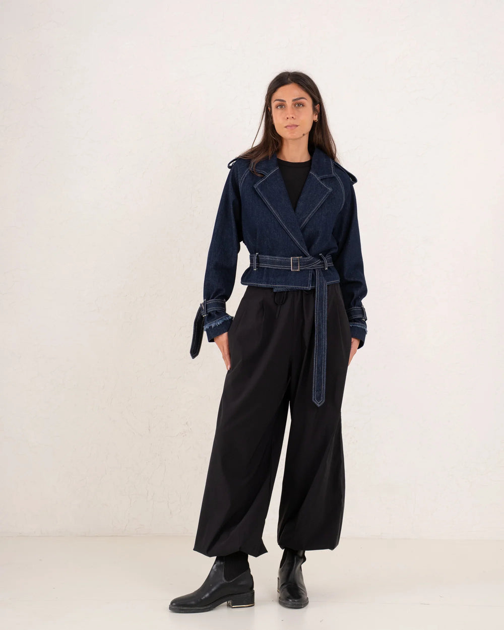 Women biker denim jacket - Venti