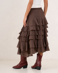 Women full length ruffle skirt