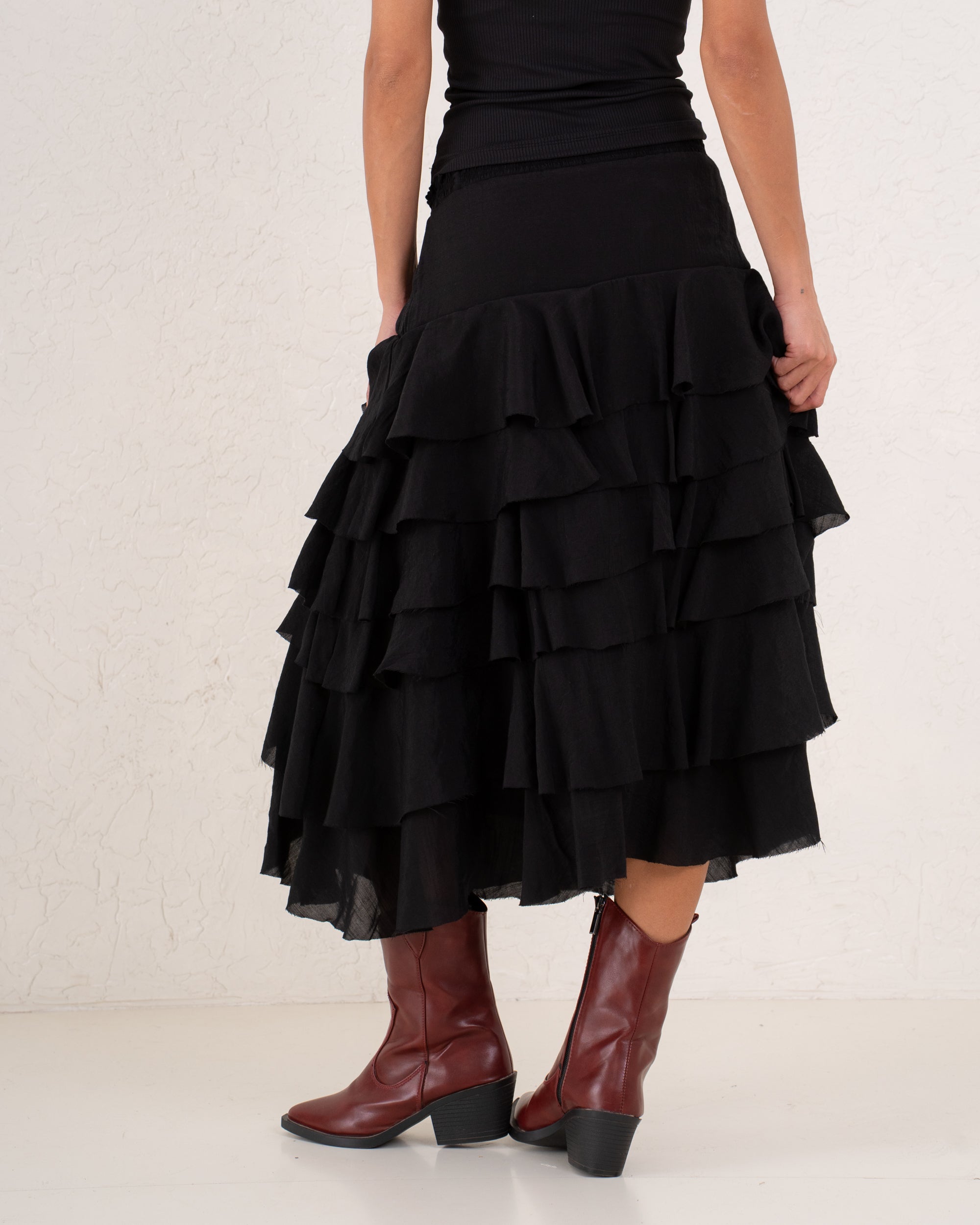 Women full length ruffle skirt