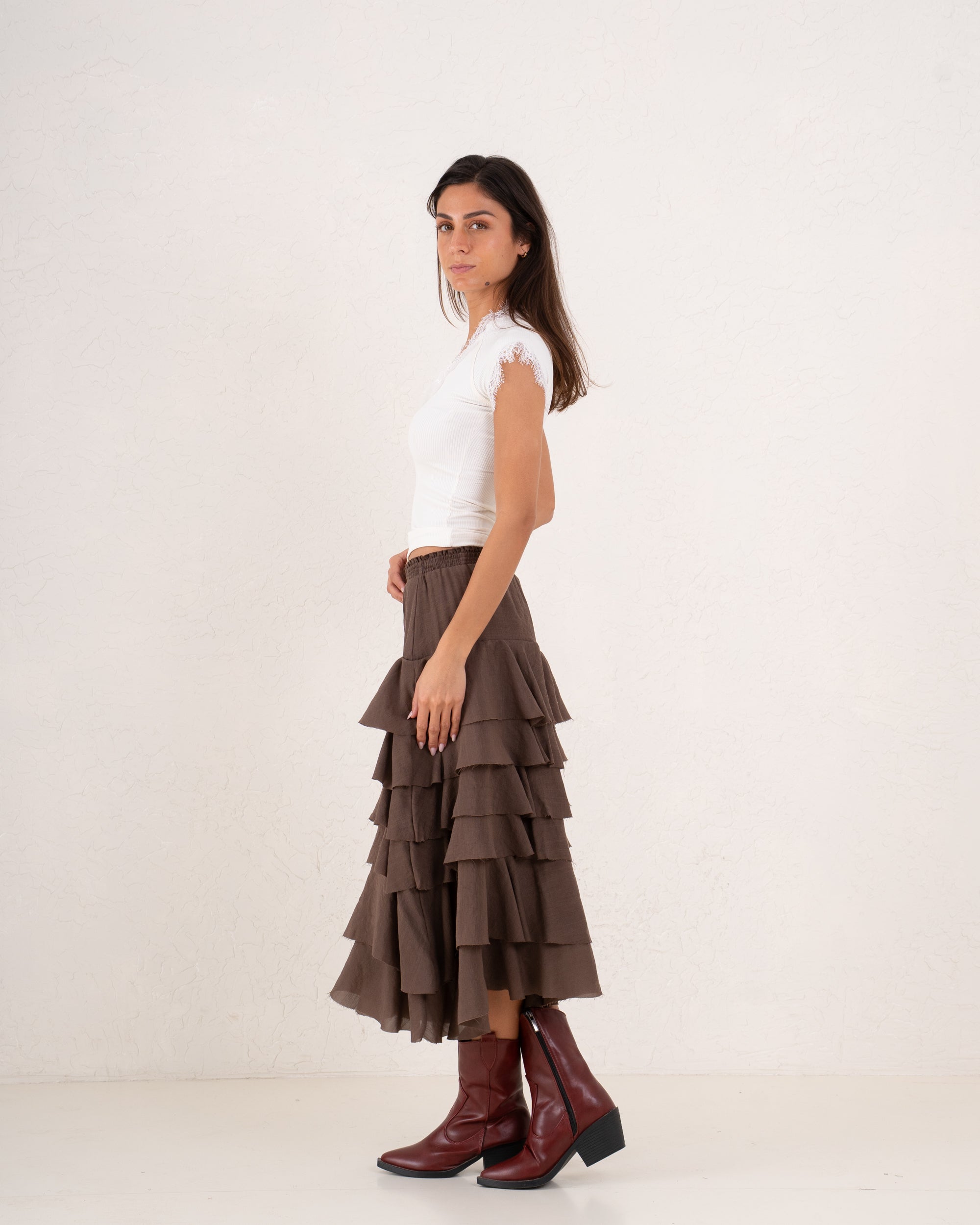 Women full length ruffle skirt