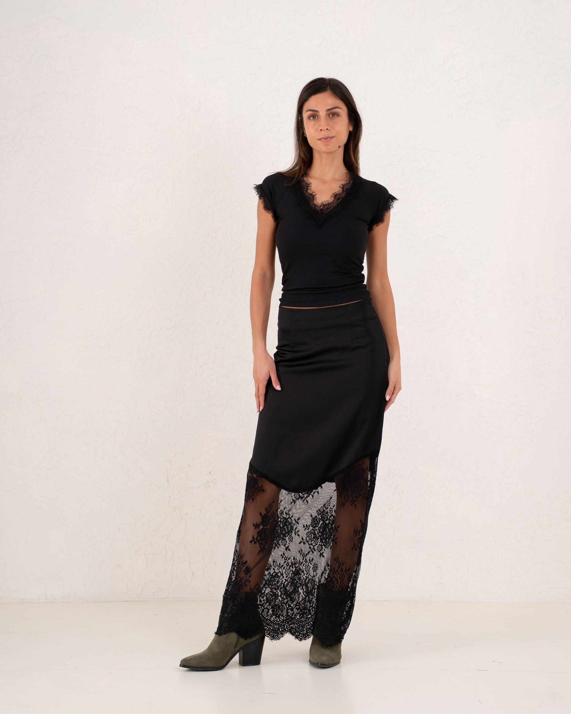 Women silk and lace skirt
