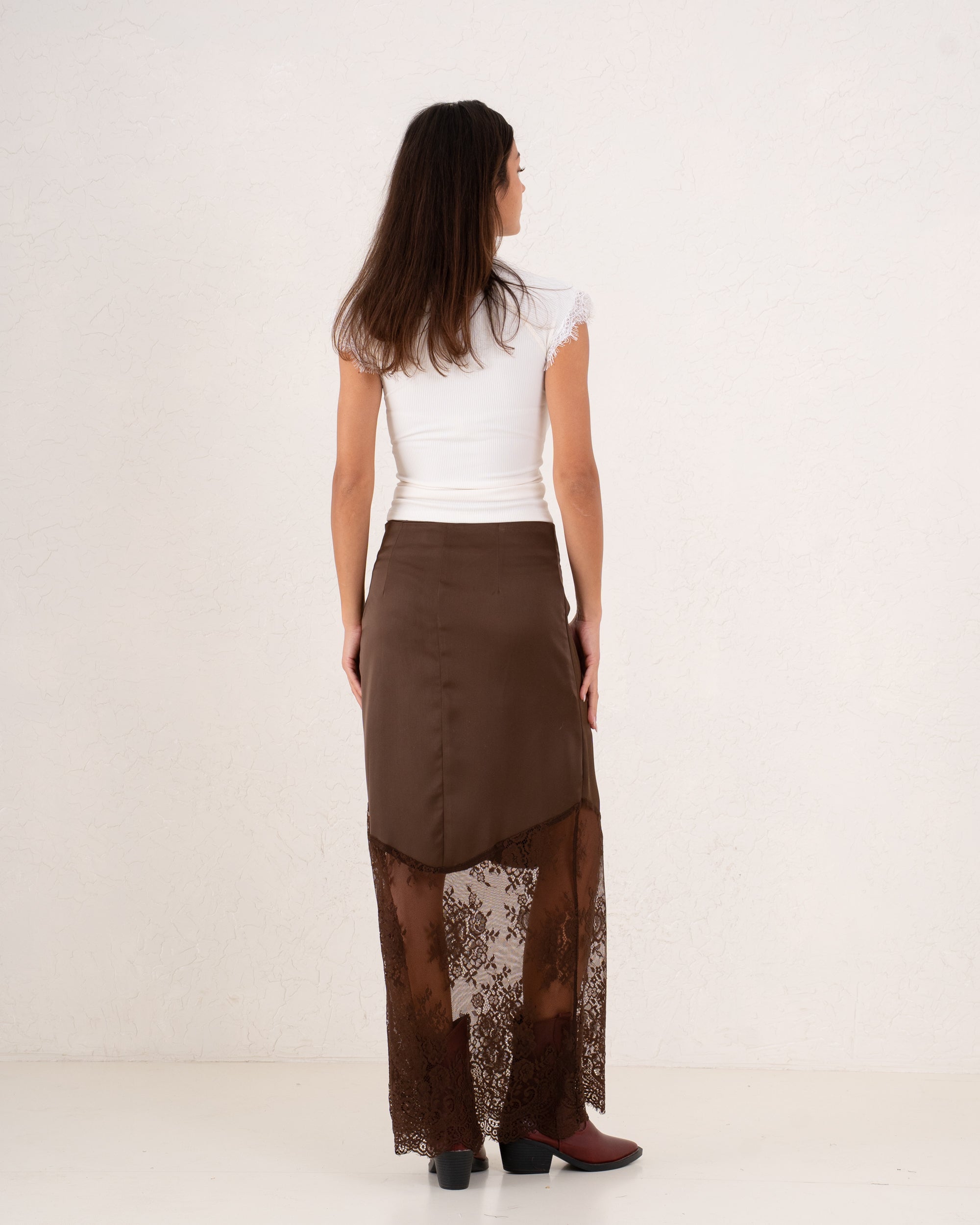 Women silk and lace skirt