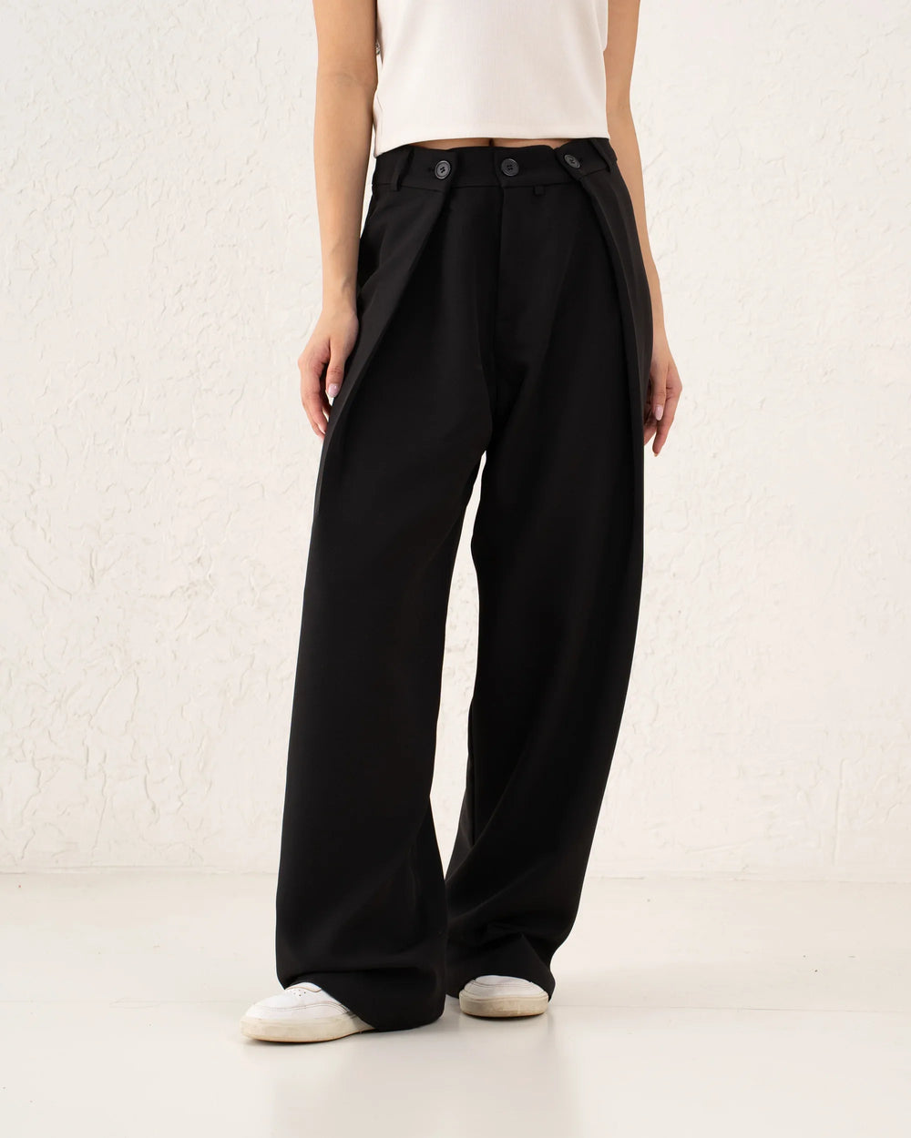 Buttoned Side Tailored Wide-Leg Pants - Venti