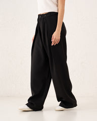 Buttoned Side Tailored Wide-Leg Pants