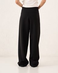 Buttoned Side Tailored Wide-Leg Pants