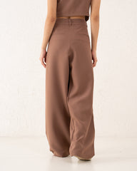 Buttoned Side Tailored Wide-Leg Pants