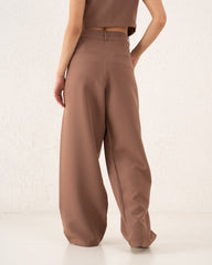 Buttoned Side Tailored Wide-Leg Pants