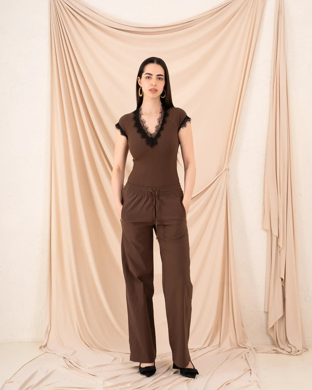 Women ribbed top with lace - Venti