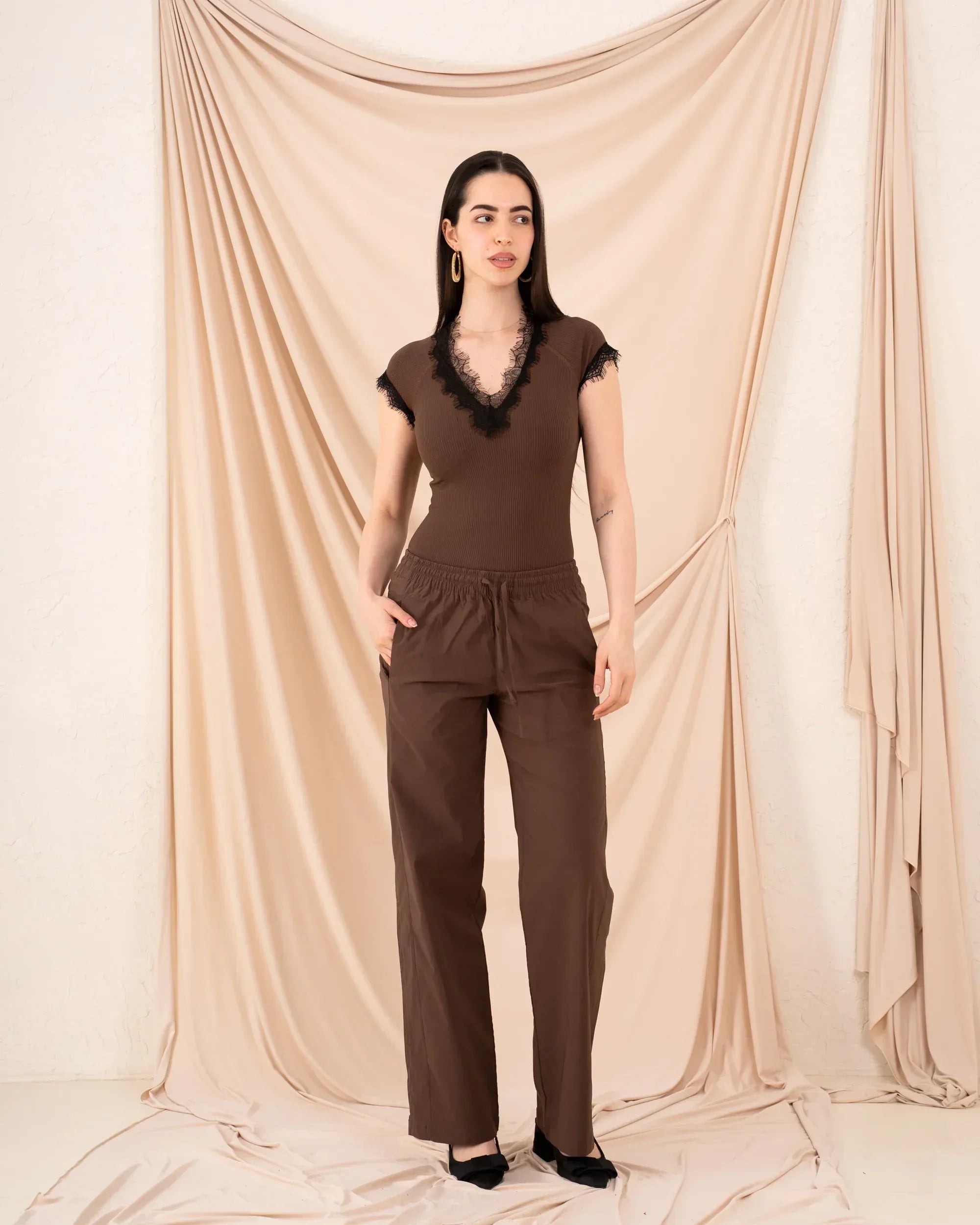 Women ribbed top with lace - Venti