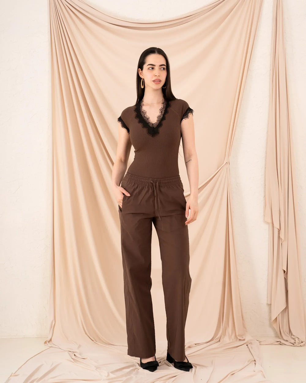 Women ribbed top with lace - Venti