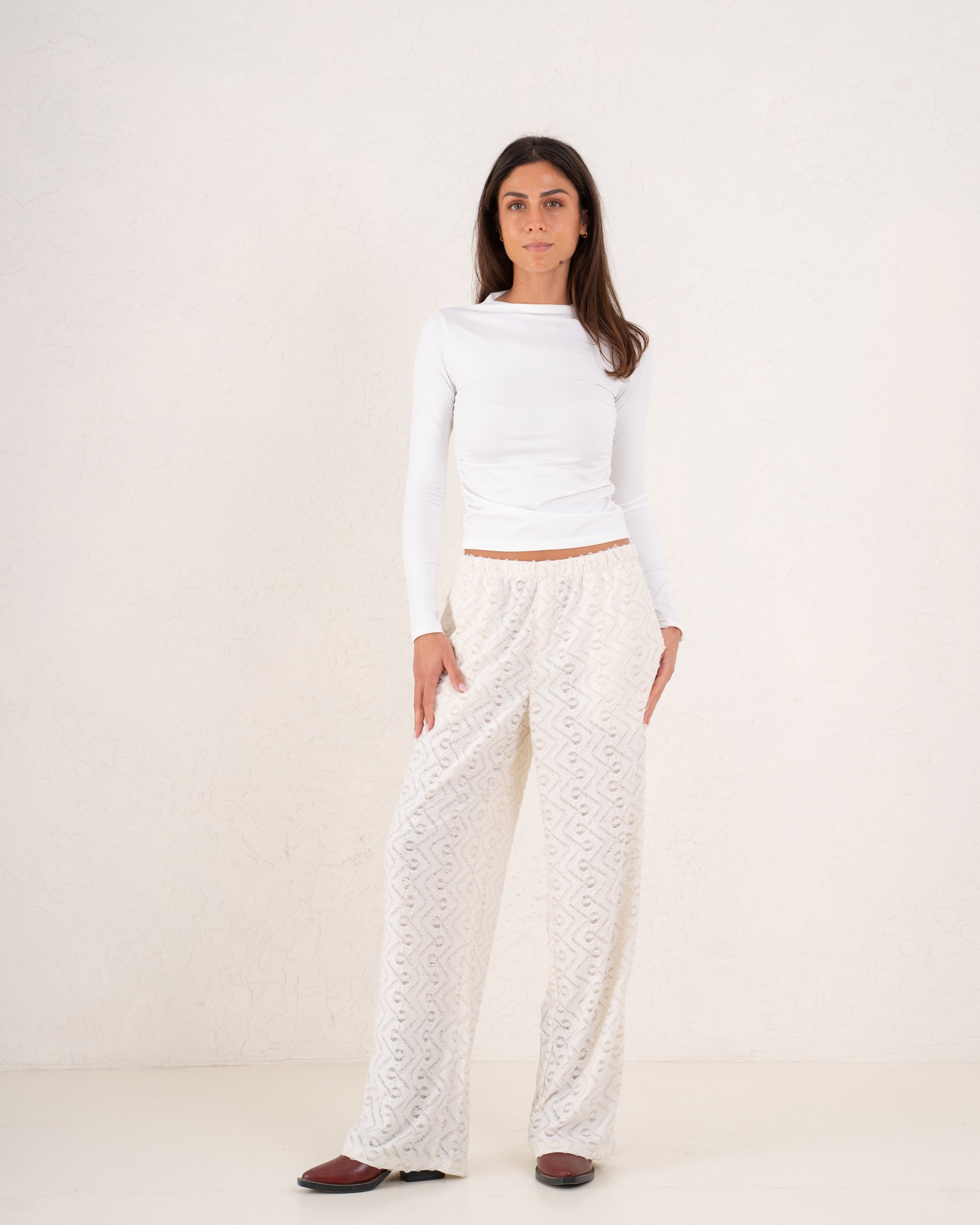 Women sparkles textured pants