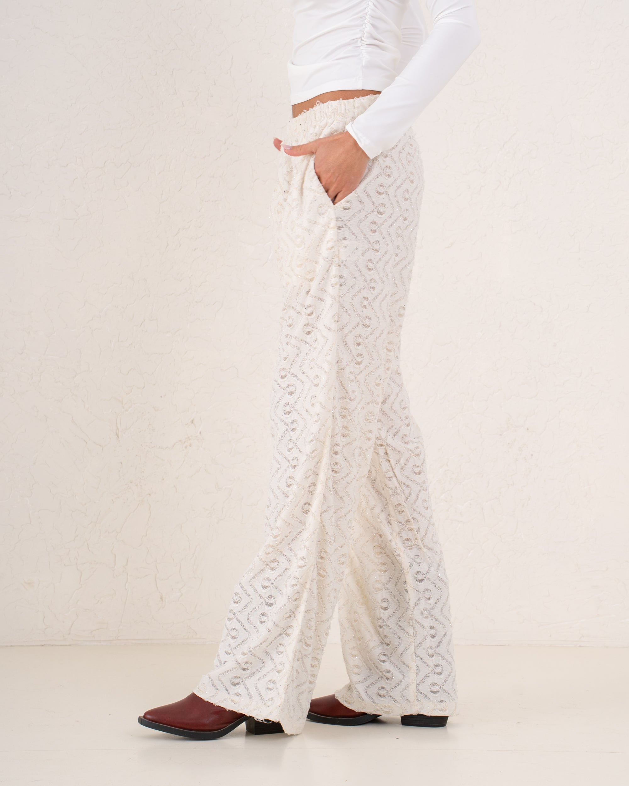 Women sparkles textured pants