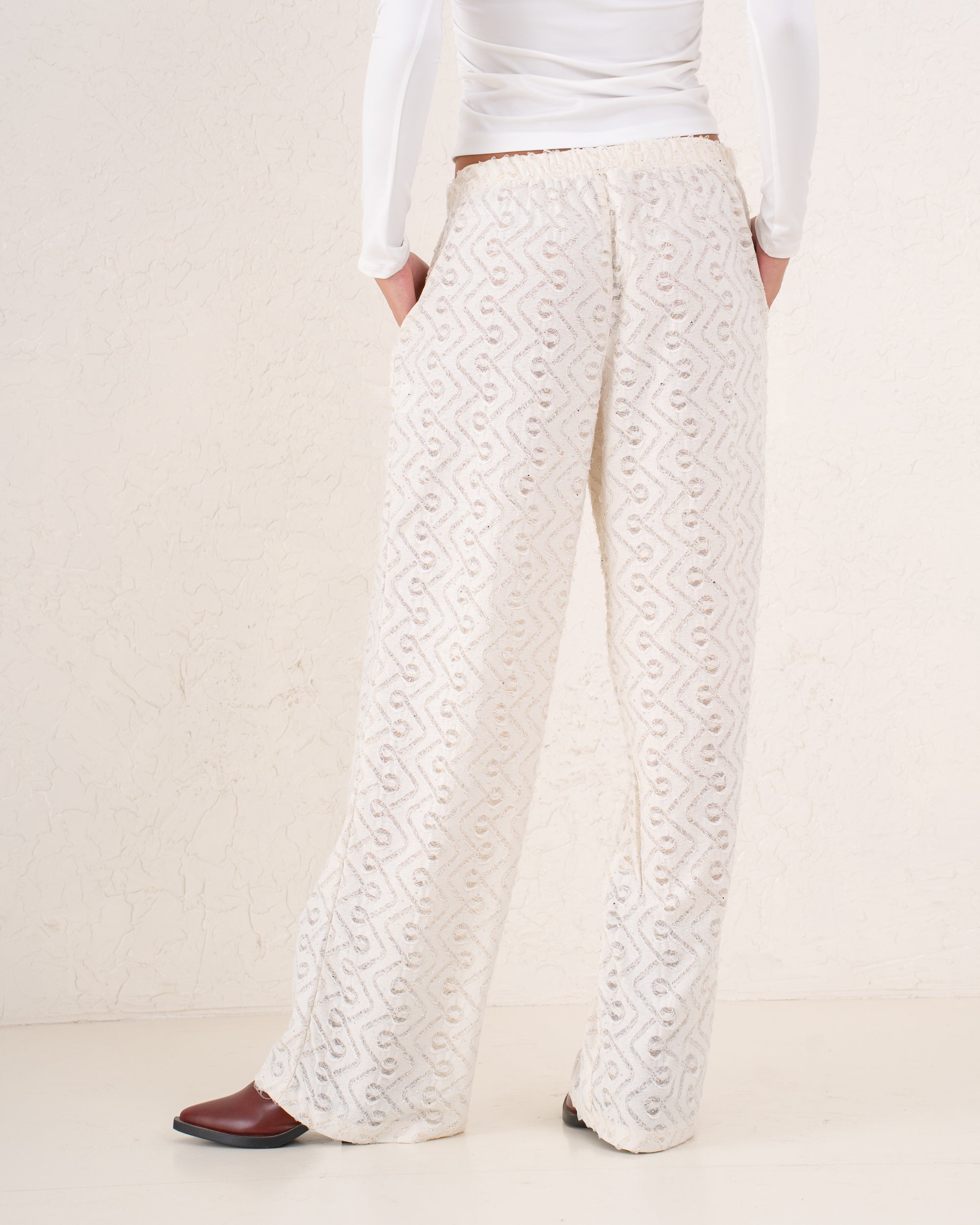 Women sparkles textured pants