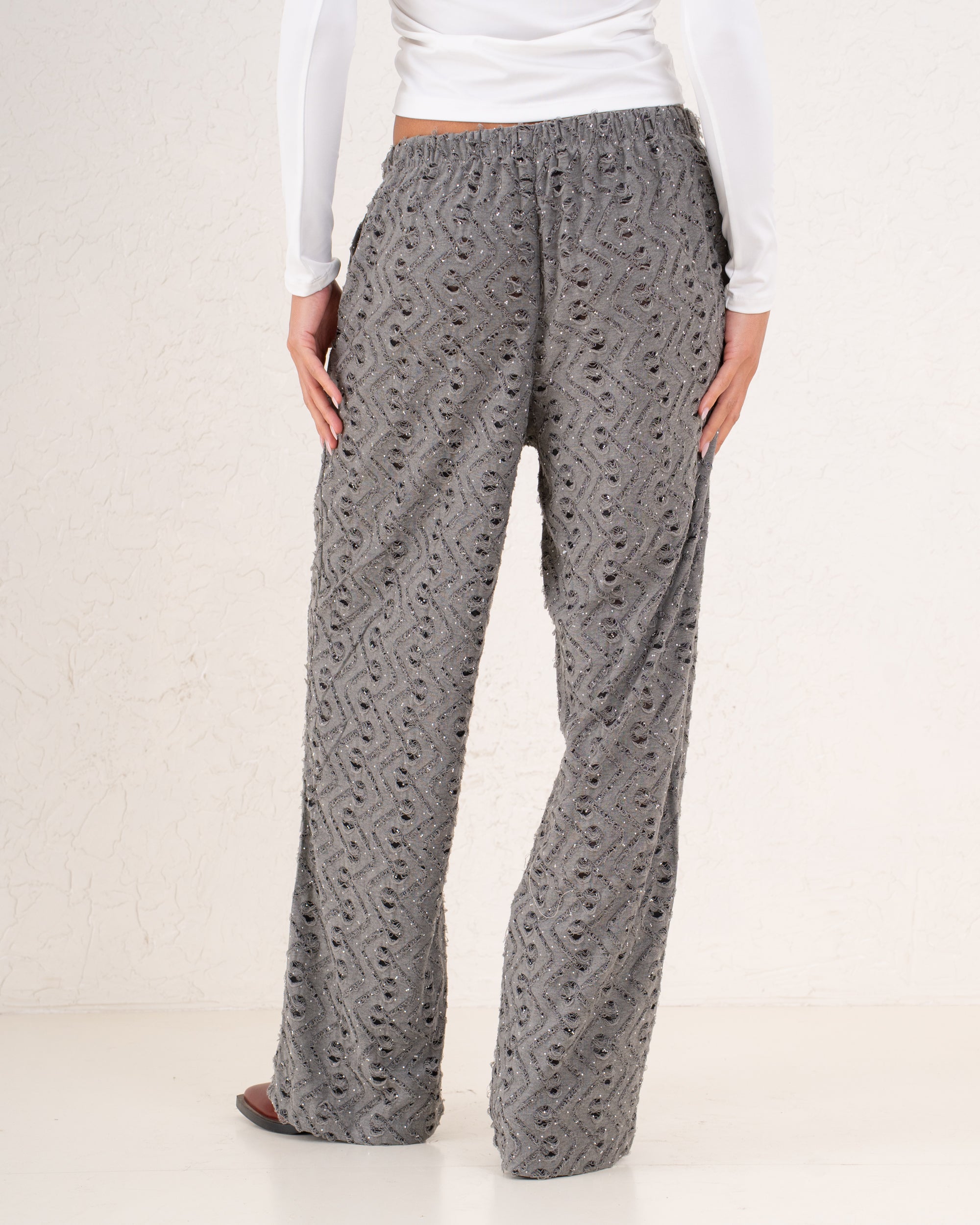 Women sparkles textured pants