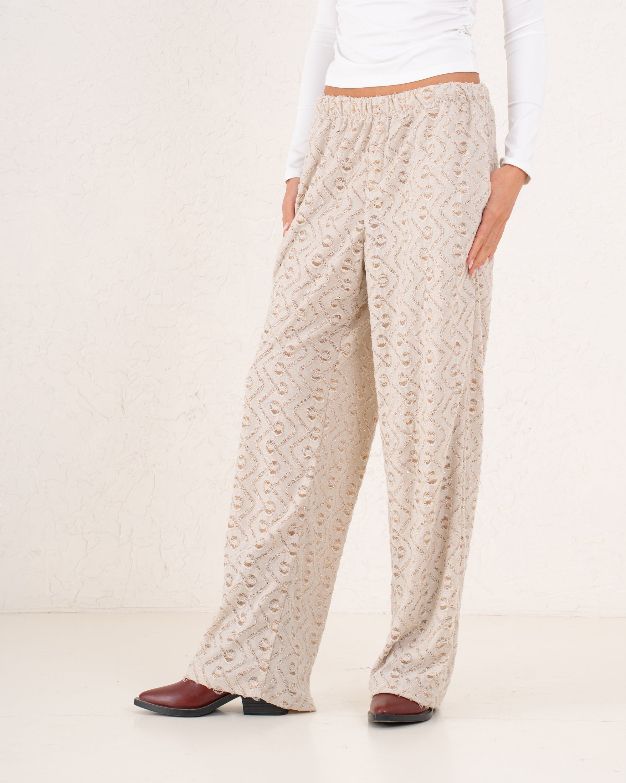 Women sparkles textured pants
