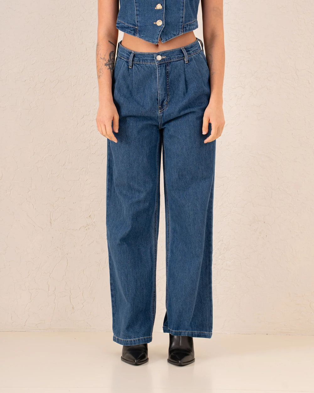 Women wide leg denim pants - Venti