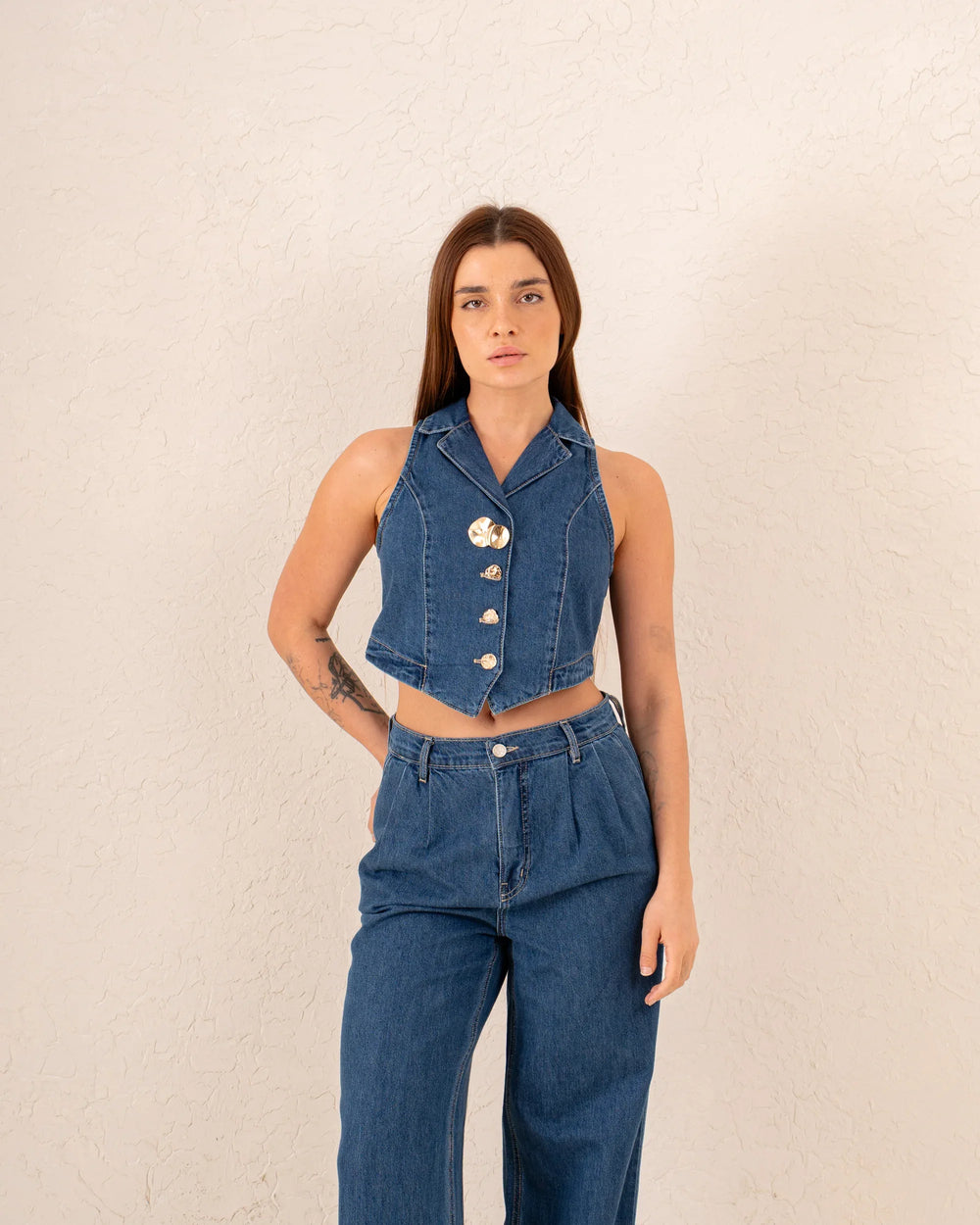 Women denim statement vest - Venti