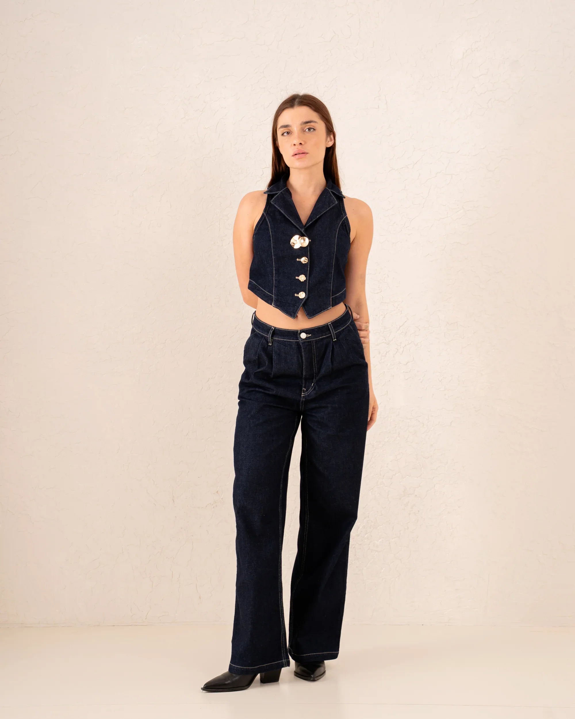 Women wide leg denim pants - Venti