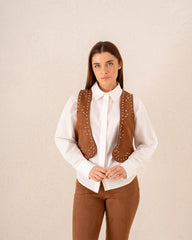 Women suede studded vest - Venti