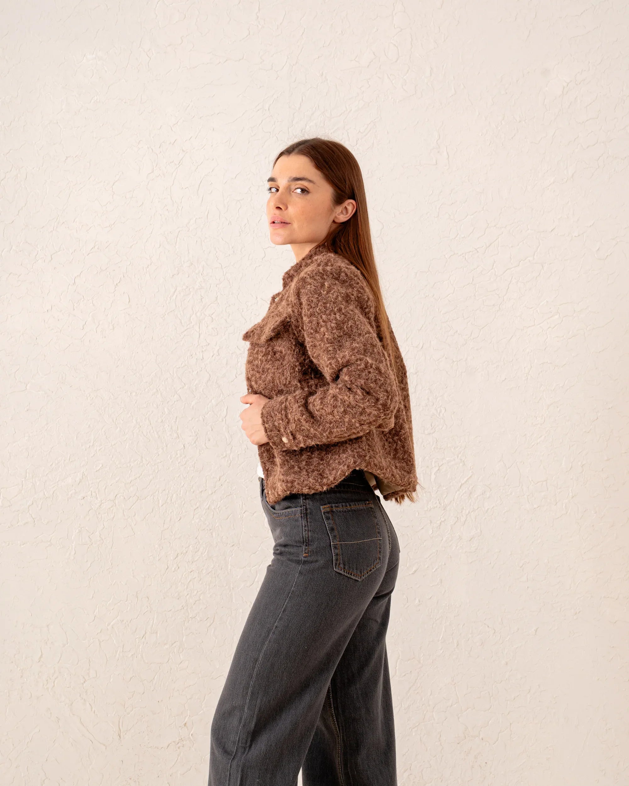 Women cropped gold button jacket - Venti