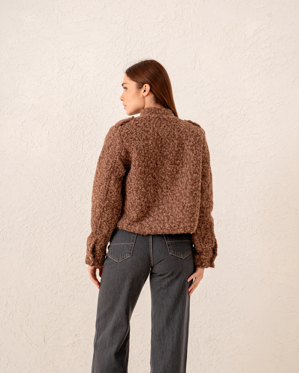 Women cropped gold button jacket - Venti