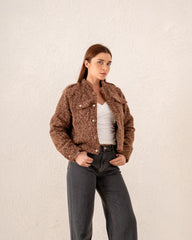 Women cropped gold button jacket - Venti