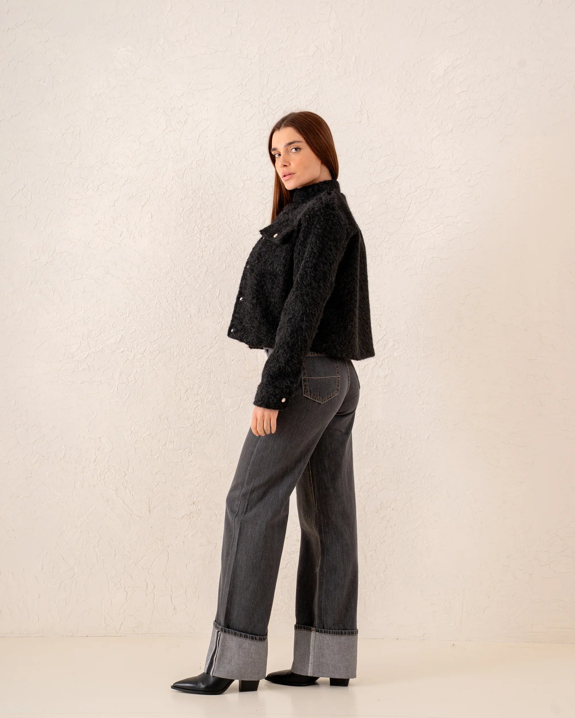 Women cropped gold button jacket - Venti