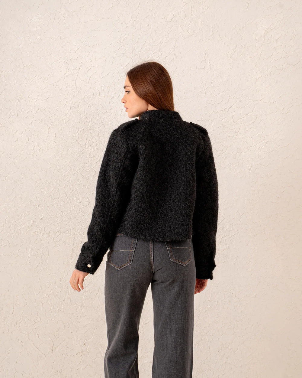 Women cropped gold button jacket - Venti