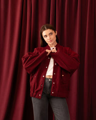 Oversized Soft Wool-Like Bomber Jacket - Venti