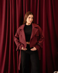Fleece Lined Structured Belted Trench Jacket - Venti