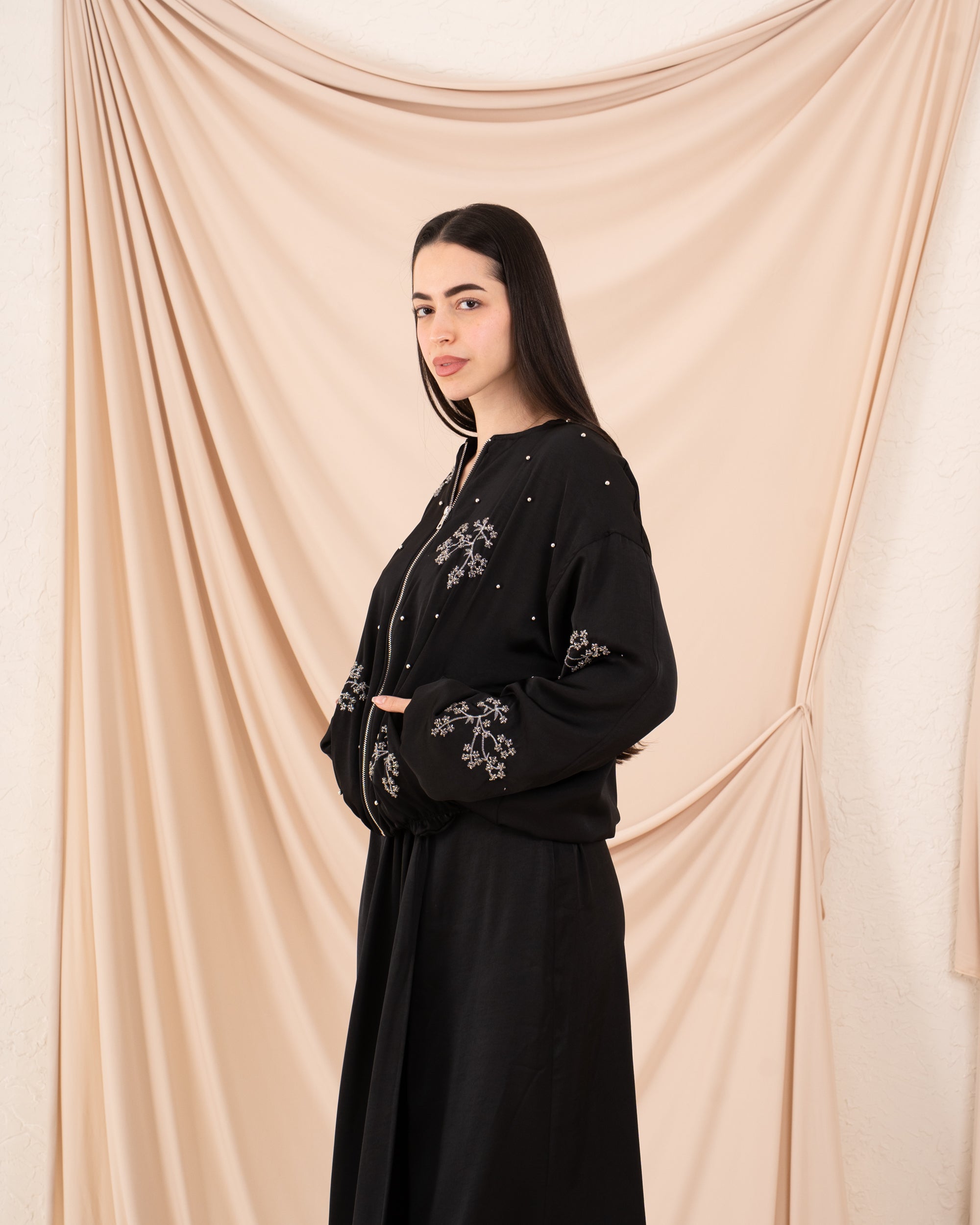 Women Embroidered Zip Up Jacket